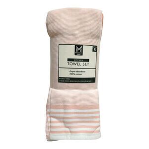 Member's Mark Plaid Leno 8 Piece 100% Cotton Kitchen Towel Set - Warm Peach